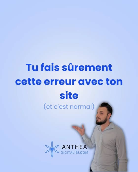 Ton site est beau. Mais est-ce qu'il te rapporte des clients ?
La plupart des artisans et commerçants font la même erreur : ils investissent dans l'apparence… et oublient le reste.
88% des visiteurs ne reviennent jamais sur un site après une mauvaise expérience. Pas à cause du design. À cause de la lenteur, du manque de clarté, ou de l'absence d'un bouton de contact visible.
Un site adapté mobile, avec les bons mots-clés et un parcours client fluide, génère jusqu'à 3x plus de contacts.
C'est ça qu'on construit chez Anthéa Digital Bloom. Pas juste un beau site. Un site qui travaille pour toi — même la nuit, même le week-end.